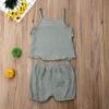 Newborn Baby Girl Shorts Set Outfit Set Straps Tees Tanks Tops Short Pants Organic Summer Clothes (Light Green, 3-9 Months) view 2