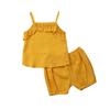 Newborn Baby Girl Shorts Set Outfit Set Straps Tees Tanks Tops Short Pants Organic Summer Clothes (Orange, 18-24 Months) view 1