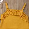 Newborn Baby Girl Shorts Set Outfit Set Straps Tees Tanks Tops Short Pants Organic Summer Clothes (Orange, 18-24 Months) view 3