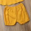 Newborn Baby Girl Shorts Set Outfit Set Straps Tees Tanks Tops Short Pants Organic Summer Clothes (Orange, 18-24 Months) view 4