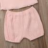 Newborn Baby Girl Shorts Set Outfit Set Straps Tees Tanks Tops Short Pants Organic Summer Clothes (Pink, 2T-3T) view 4