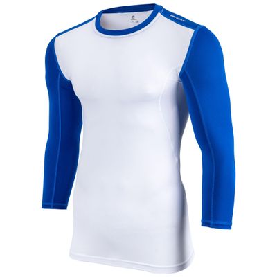 Champro Compression Three Quarter Sleeve, Youth Medium, White, Royal