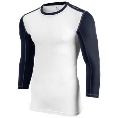 Champro Compression Three Quarter Sleeve, Adult 2X-Large, White, Navy
