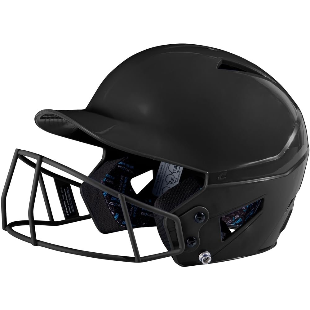 CHAMPRO womens Fastpitch HX Softball Batting Helmet with Facemask, Black, Small US