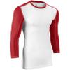 Champro Compression Three Quarter Sleeve, Adult 2X-Large, White, Scarlet view 2