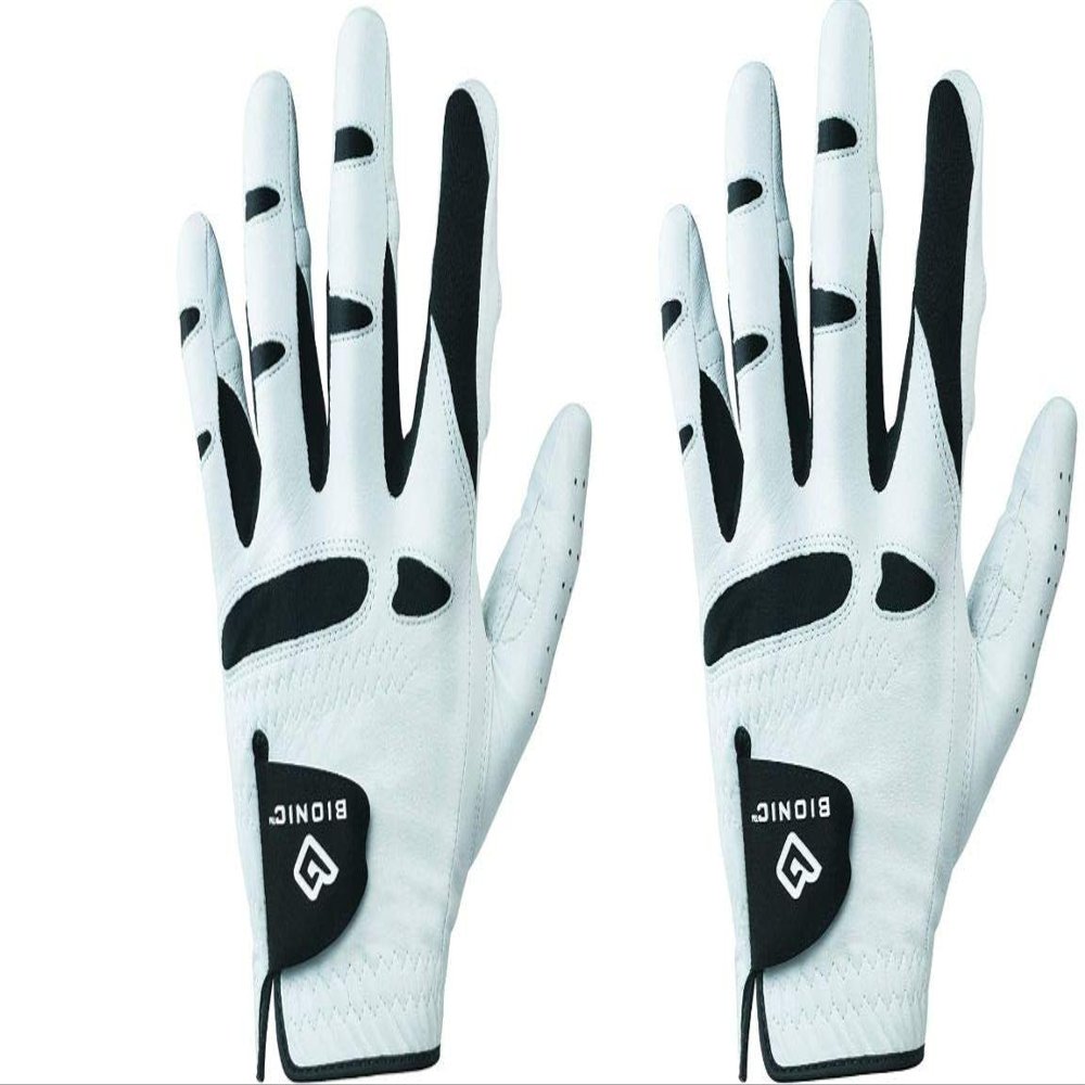 BIONIC Gloves Mens StableGrip Golf Glove W/Patented Natural Fit Technology Made from Long Lasting, Durable Genuine Cabretta Leather. (Cadet Medium 2-Pack, Worn on Left Hand 2-Pack)