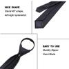 AUSKY Pre-tied Adjustable Zipper Skinny necktie,2.35'' Clip on Slim Solid Black Ties for men or boys (6CM) view 4