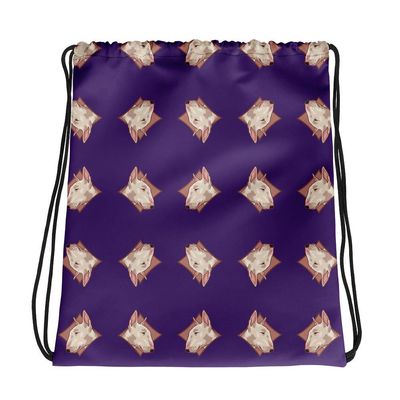 Lolamart Bull Terrier Diamond Logo All Over Prints Purple Drawstring Bags