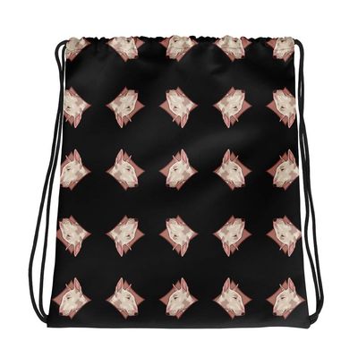 Lolamart Bull Terrier Diamond Logo All Over Prints Black Drawstring Bags
