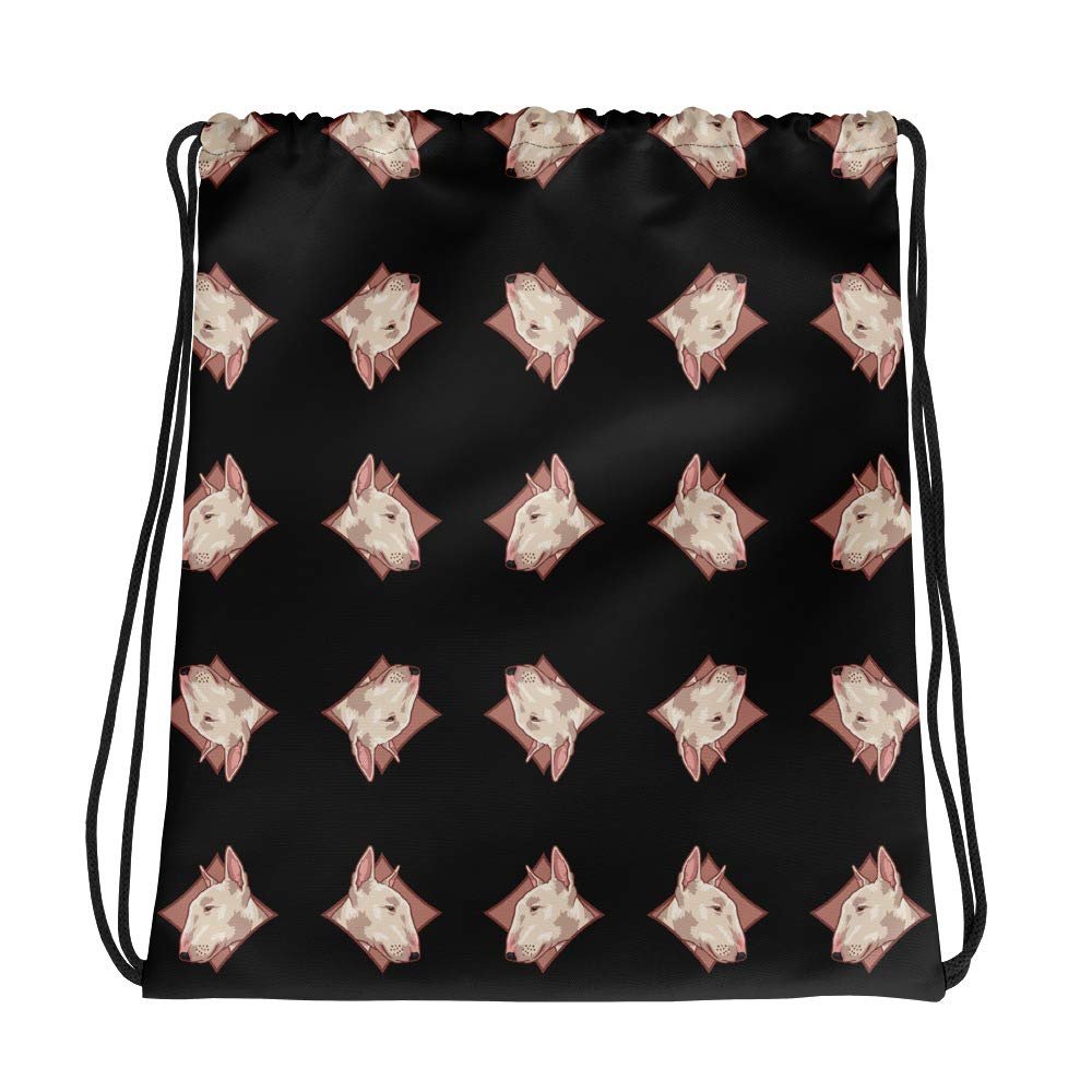 Lolamart Bull Terrier Diamond Logo All Over Prints Black Drawstring Bags