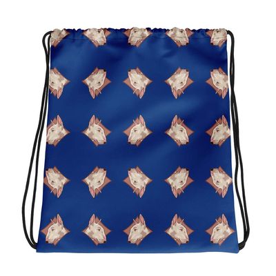 Lolamart Bull Terrier Diamond Logo All Over Prints Blue Drawstring Bags