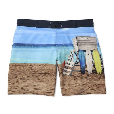 WonderNation Boy's Quick Dry Swim Shorts with Back Pocket (2XL 18, Sandy Beach)
