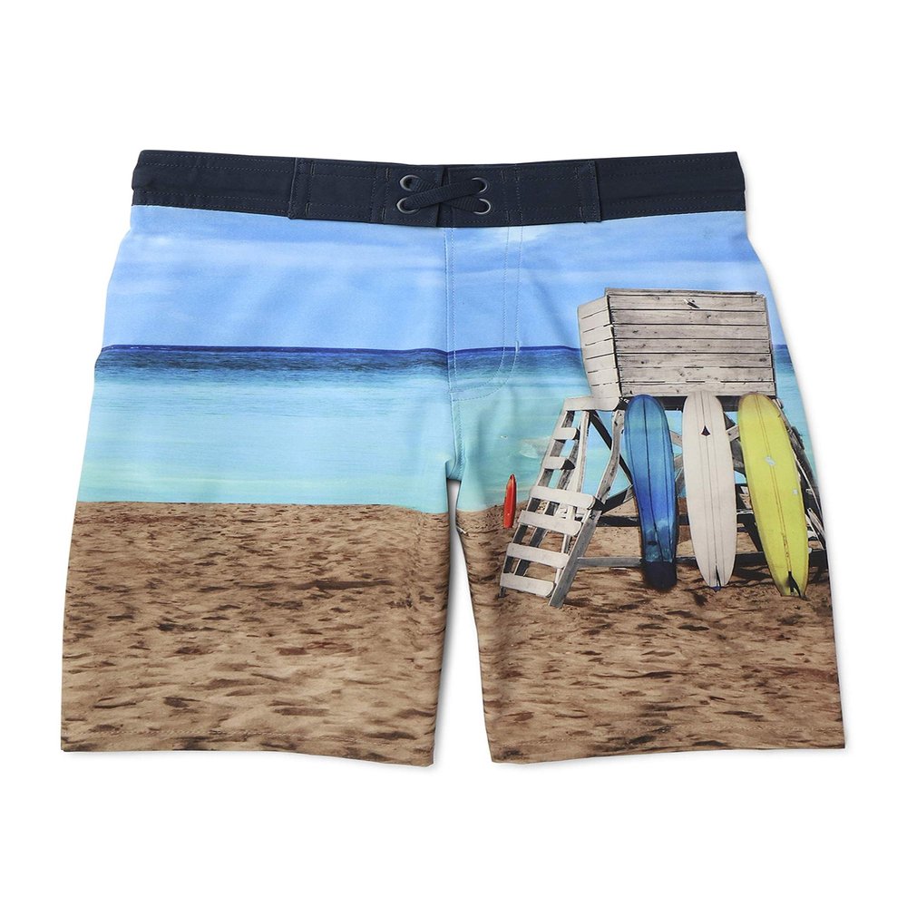 WonderNation Boy's Quick Dry Swim Shorts with Back Pocket (2XL 18, Sandy Beach)