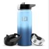IRON FLASK Camping & Hiking Hydration Flask with Straw, Wide Mouth Insulated Stainless Steel Sports Water Bottle - 22 oz Blue Waves view 1