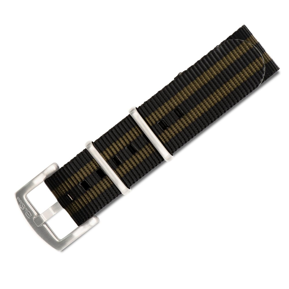BluShark - Original Collection Military-Style Waterproof Watch Strap, Fits All Timepiece Brands, Durable Nylon Wristwatch Accessories with Stainless Steel Buckle, Bond Olive, 22mm