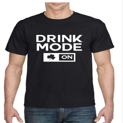ALLNTRENDS Men's T Shirt Drink Mode On St Patrick's Day Shirt Irish Shamrock Tee (S, Black)