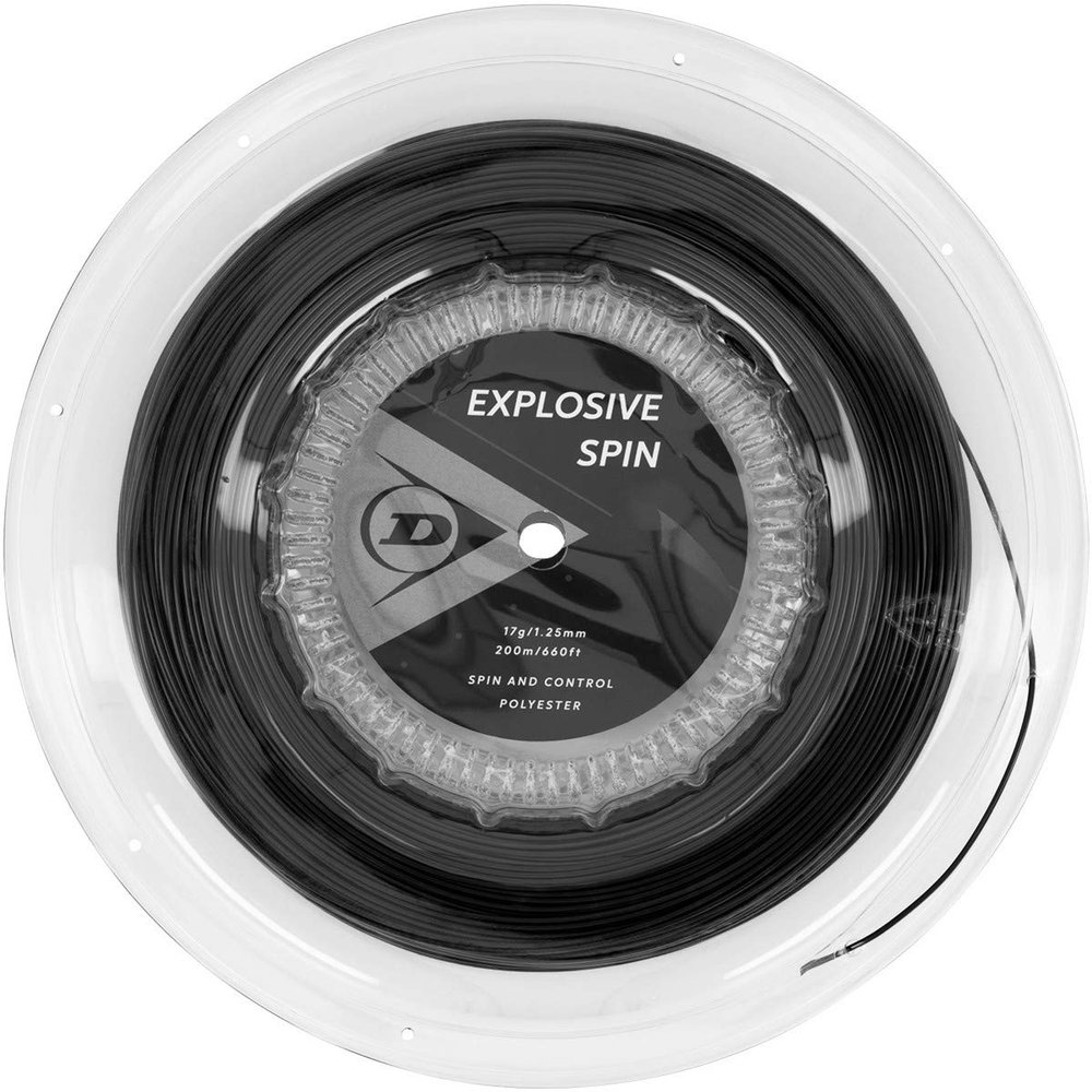 Dunlop Sports Explosive Spin 16G Tennis String, Black, 660' Reel