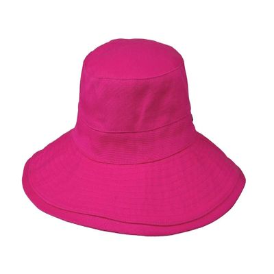 Karen Keith Bucket Hat for Sun and Outdoors, Cotton Canvas, Packable, OneSize, 3.5" Brim UPF50+ Protection (Fuchsia)
