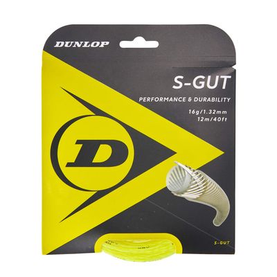 Dunlop Sports S-Gut 16G Tennis String, Yellow, 1 Set