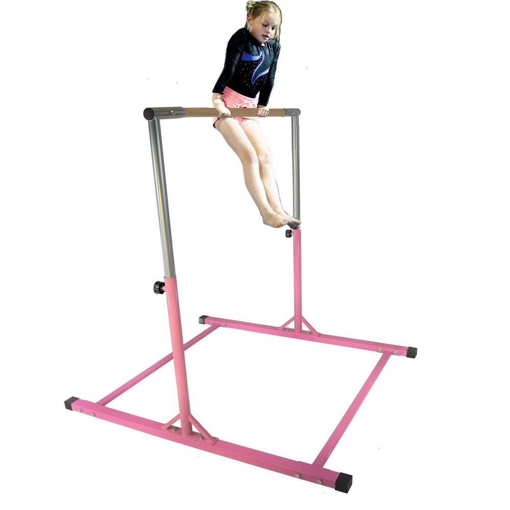 Athletic Bar Gymnastics Kip Bar Horizontal Bar Professional Junior Gymnastic Training High Bar Asymmetric Bar 13 Level Height Adjustable Expandable 3 to 5 FT Indoor Outdoor Use