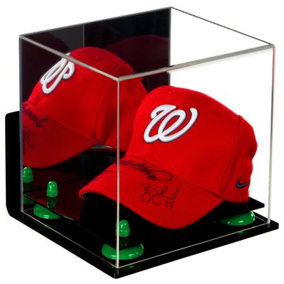 Better Display Cases Versatile Acrylic Display Case - Small Rectangle Box with Mirror, Wall Mount and Green Risers 8.75" x 7.75" x 7" (A006-GRR)
