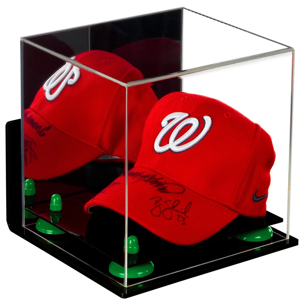 Better Display Cases Versatile Acrylic Display Case - Small Rectangle Box with Mirror, Wall Mount and Green Risers 8.75" x 7.75" x 7" (A006-GRR)