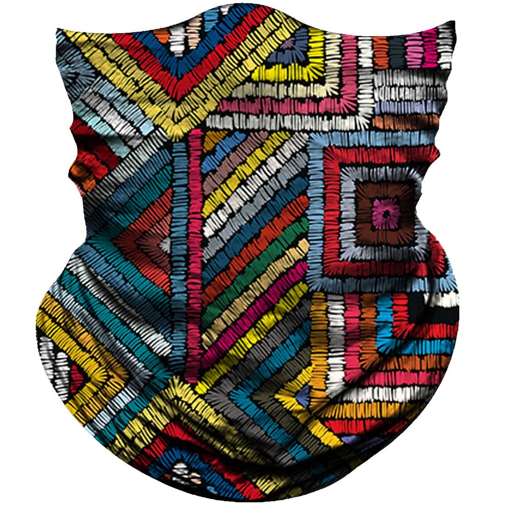 Obacle Seamless Bandana for Rave Face Mask Dust Wind Sun Protection Thin Neck Gaiter Tube Mask Headwear Bandana for Women Men Festival Motorcycle Riding Fishing Outdoor (Stripe Yellow White Pink)