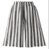 CHARTOU Women's Casual Striped High-Waist Wide-Leg Cotton Lightweight Palazzo Capri Culotte Pants (Black, Large) view 1