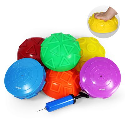 Yes4All Hedgehog Balance Pods for Exercise, Core Body Balancing, Balance Pods for Any Age Group with Hand Pump - Set of 6