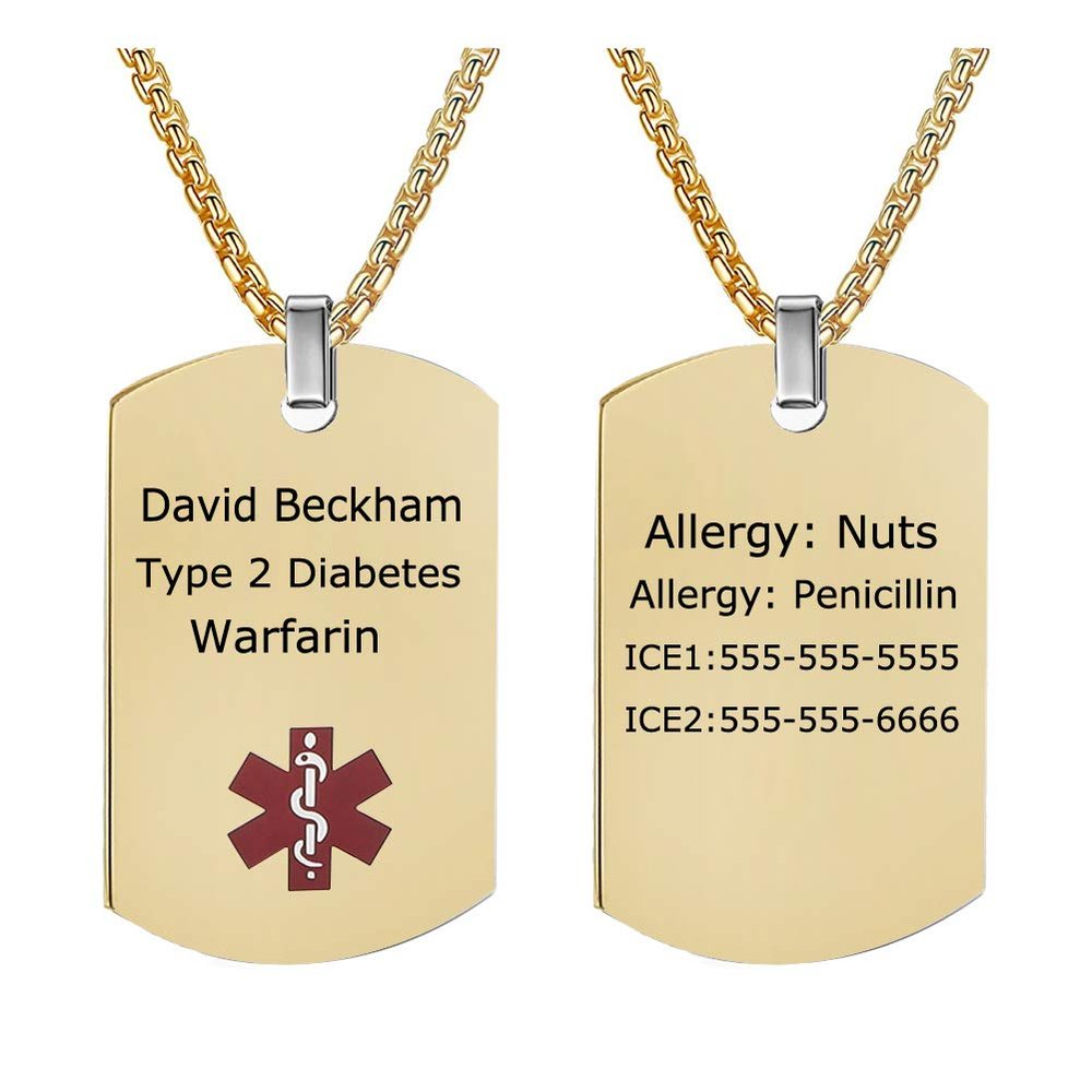 BBX JEWELRY Medical Necklace Stainless Steel Medical ID Necklaces for Men
