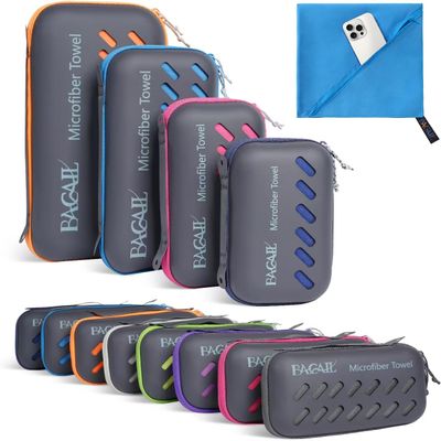 BAGAIL Camping Towel with EVA Case, Compact & Ultra Soft Microfiber Travel Towel - Super Absorbent & Lightweight Quick Dry Towels for Sports, Beach, Gym, Backpacking, Hiking and Yoga - Blue, XL