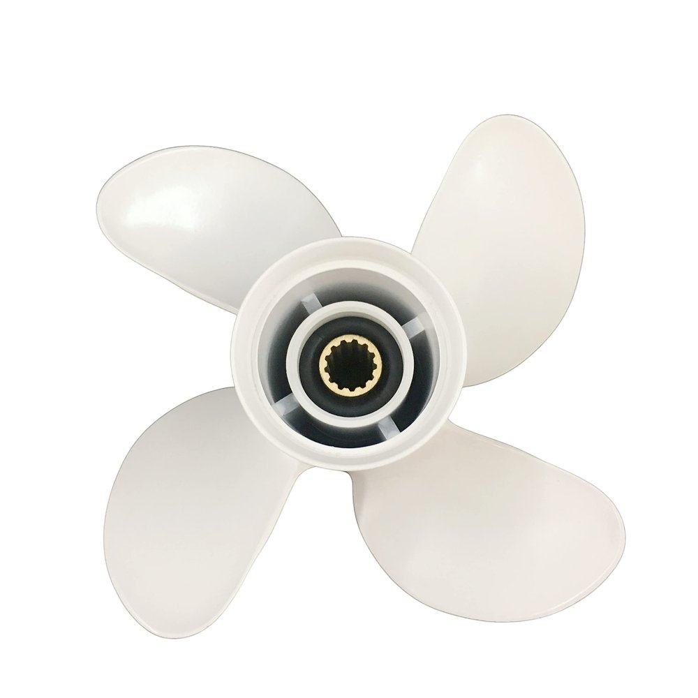 ARKDOZA 4 Blades Aluminum Propeller for Yamaha 30/40/50/55/60HP Outboard Motor Pressed in Rubber Hub 13 Spline 10-3/8x13