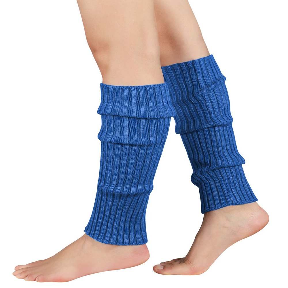 American Trends Leg Warmers for Women Girls 80s Ribbed Leg Warmer for Neon Party Knitted Fall Winter Sports Socks (one size, Fluorescent Blue)