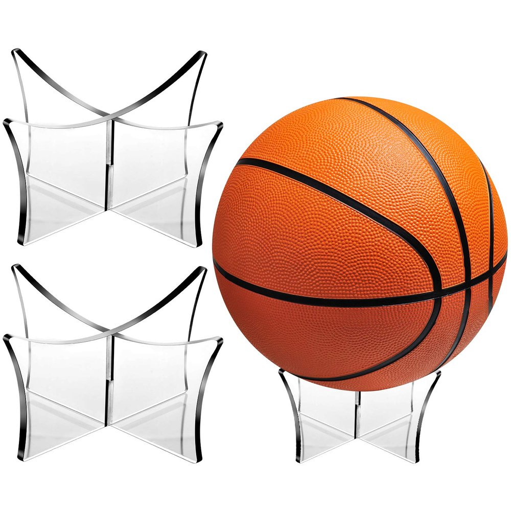 Blulu 3 Pieces Basketball Stand Holder Football Display Stand Basketball Football Soccer Holder for Volleyball Bowling Ball Display(Acrylic)