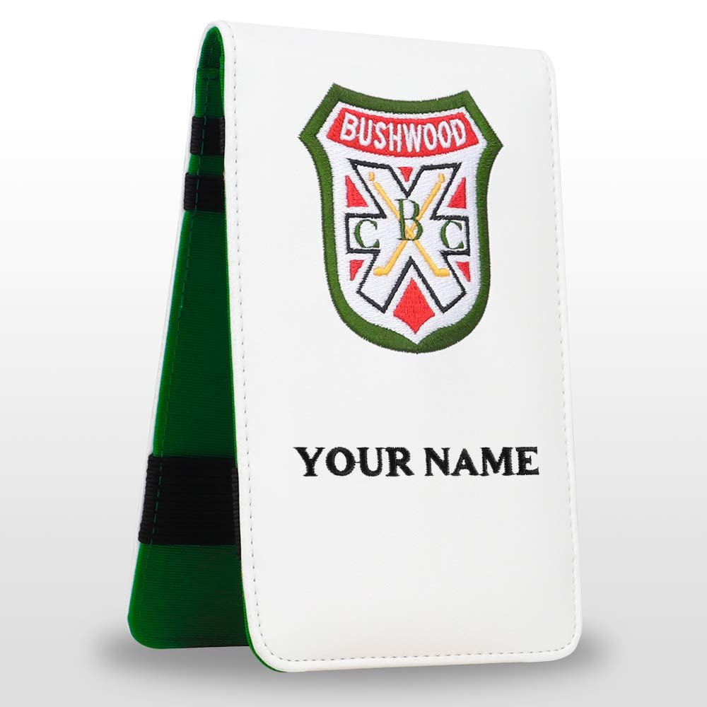Craftsman Golf Golf Logo Shield White Leather Personized Golf Scorecard & Yardage Book Holder Cover Customize Your Name Version (Custom One)