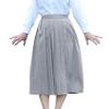 Hoerev Womens Plain Knee Length Ladies School Pleated Skirt,UK 12-14,Grey view 3