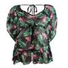 Miken Women's Ruffle Hem Caftan Dress Swim Cover-Up (M, Black Berry) view 1