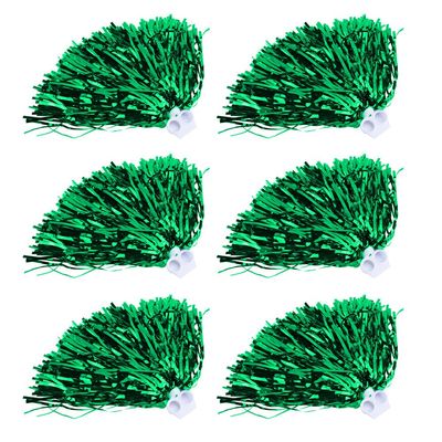 Ejoyous 6pcs Plastic Cheerleading Poms, Metallic Foil Sport Cheerleader Cheerleading Pom Poms with Handle for Party Costume Costume Dance Sports Meeting (Green)