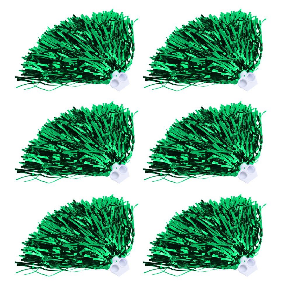 Ejoyous 6pcs Plastic Cheerleading Poms, Metallic Foil Sport Cheerleader Cheerleading Pom Poms with Handle for Party Costume Costume Dance Sports Meeting (Green)