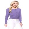 YEMAK Women's Cropped Cardigan Sweater  Long Sleeve Crewneck Basic Classic Casual Button Down Knit Soft Lightweight Top MK5502-Babyyellow-XL view 2