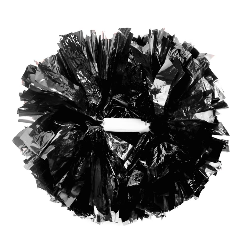 Hooshing 2PCS Black Pom Poms Cheerleading Metallic Cheer Pom Poms with Baton Handle for Sports Dance Team Spirit Party Kids Adults