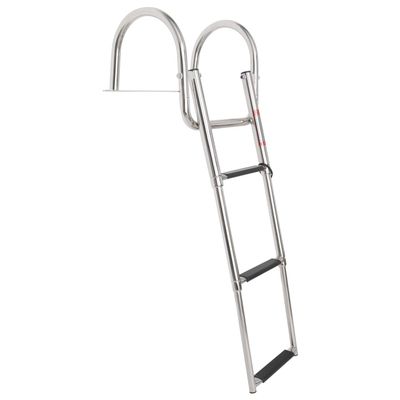 Amarine Made Boat Ladder Stainless Steel in-Board 3 Steps Telescoping Ladder Folding Dock Ladder for Marine Boat Yacht Swimming Pool