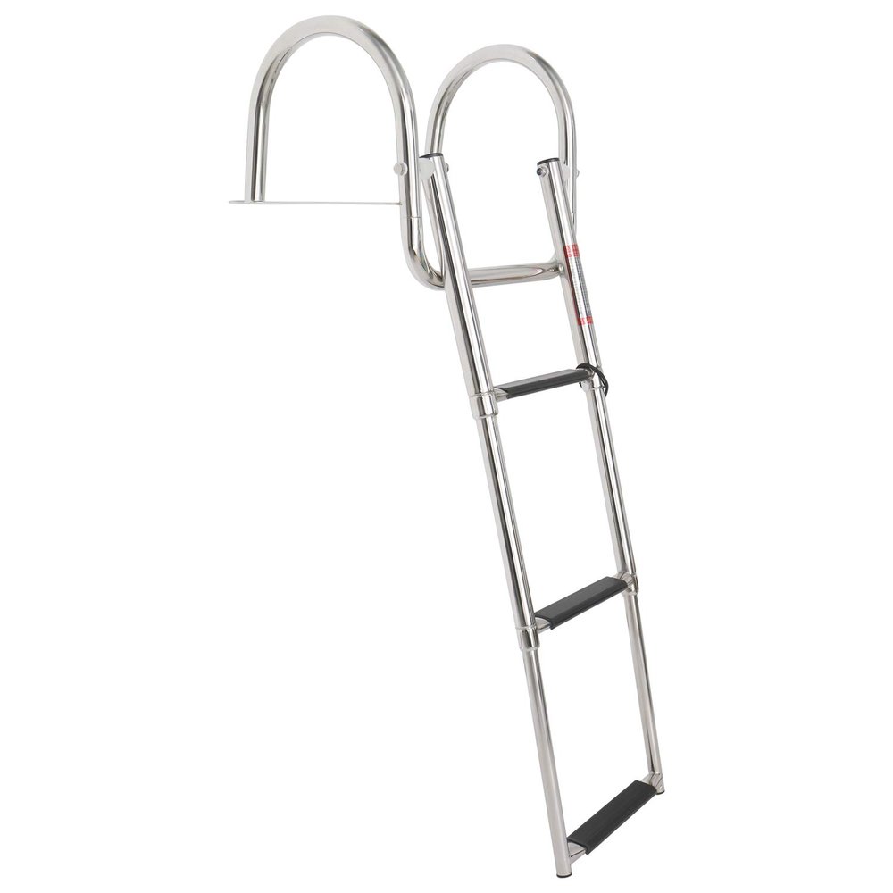Amarine Made Boat Ladder Stainless Steel in-Board 3 Steps Telescoping Ladder Folding Dock Ladder for Marine Boat Yacht Swimming Pool