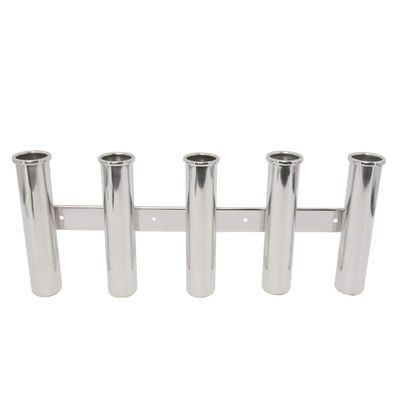Amarine Made 5 Tube Stainless Steel Fishing Rod Rack Mirror Finish 316 Stainless Steel 5 Rod Rack