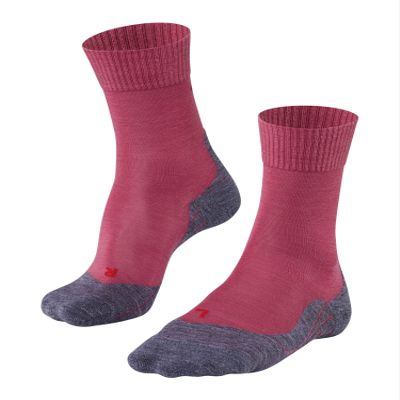FALKE Women's TK5 Wander Hiking Socks, Crew Length, Light Padding, Athletic Sock, Breathable Quick Dry, Merino Wool, Red (Mixed Berry 8215), 6.5-7.5, 1 Pair