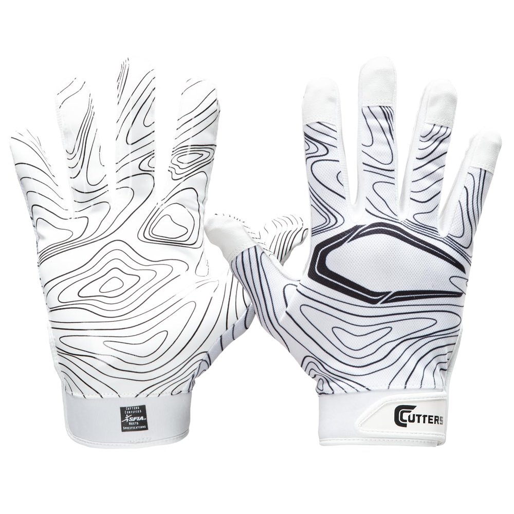 Cutters Game Day Receiver Glvs White Topo YL/YXL