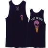 0258. Cool Graphic Candy Ice Cream Skull Summer Till Death Society streetwaer Men's Tank Top (Navy Blue, Medium)