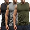 COOFANDY Men's 3 Pack Workout Tank Tops Gym Muscle Tee Bodybuilding Fitness Sleeveless T Shirts 01-Black/Medium Grey/Army Green X-Large view 1