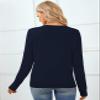 QUALFORT Sweaters for Women Crewneck Sweater 100% Cotton Soft Knit Pullover Tops Navy Medium view 2