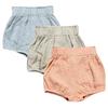 3PC Shorts Set Newborn Baby Girls Boys PP Pants Cotton Linen Blend Cute Floral Bloomer Triangle Shorts (D Green+Orange+Blue, 2-3 Years) view 1